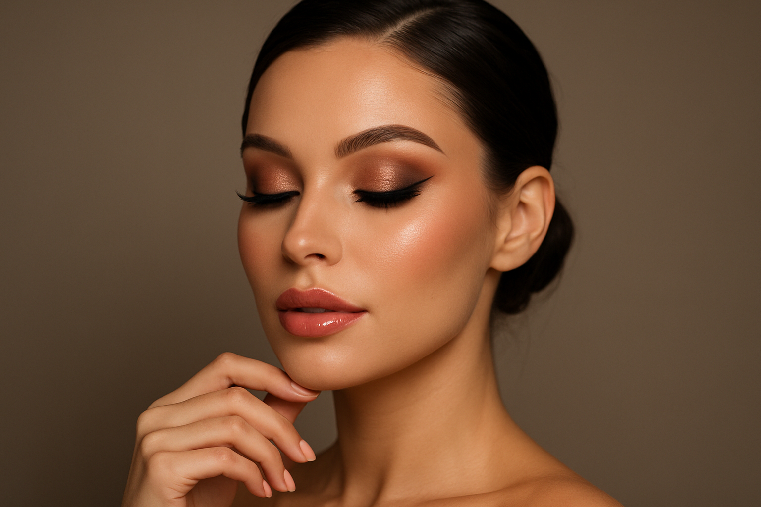 a woman posing with makeup